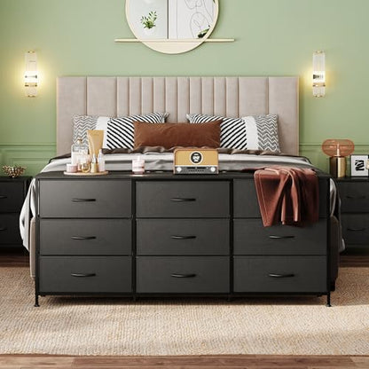 Dresser TV Stand for 75 Inch TV, 9 Drawer Dresser for Bedroom, Black, view 3