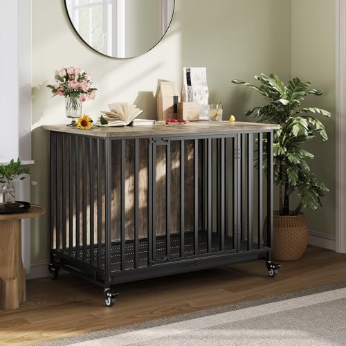 Heavy Duty Dog Crate Furniture with Wheels, view 2