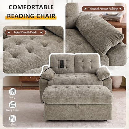 56” Chaise Lounge Chair with Ottoman, view 8