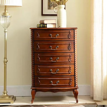 Solid Wood 5 Drawer Dresser Fully Assembled Tall Chest of Drawers Wood Storage, view 5