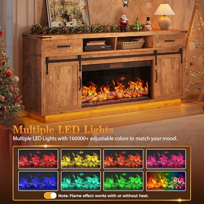 70'' Fireplace TV Stand with 36‘’ Electric Fireplace, view 6