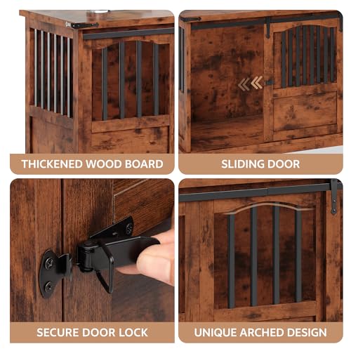 53 Inch Dog Crate Furniture Heavy Duty Dog Kennel Furniture Brown, view 7