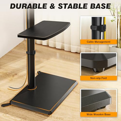 Floor TV Stand with Mount for 32-60 inch TVs, Swivel and Height Adjustable Floor Standing TV Stands with Wood Base, Tall TV Stand with Shelf up to 88 lbs for Living Room, Bedroom and Corner