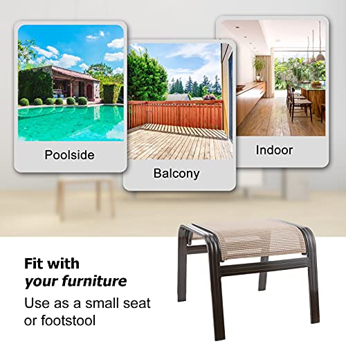 Outdoor Patio Footstools Aluminum Outdoor Ottomans Footrest Small Seating Wicker Furniture Patio Ottoman 2 Pieces Brown