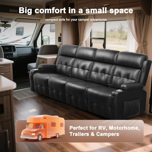Recliner Sofa, Massage Reclining Sofa 4 Seater Sets Heavy Weight Capacity, 1 Single Power Heat & Massageable Chair with Storage, Cup Holders, Wall Hugger Couches for Living Room & RV Campers
