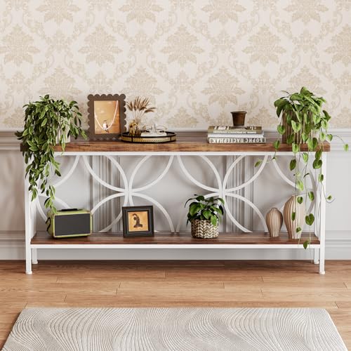 Sofa Table, 70.9 Inch Industrial Behind Couch Table with Storage Shelves, Narrow Long Console Table for Entryway, Living Room, Foyer, Hallway, Office