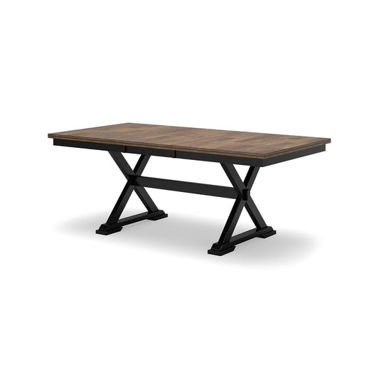 Signature Design by Ashley Wildenauer Dining Extension Table, 18" Self-Storing Butterfly Leaf, Hardwood Solids, Mango Veneer & MDF Substrate, Seats 6 to 8 for Kitchens, Black & Dark Brown, 78"