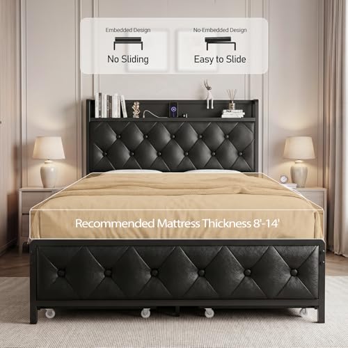 LED Bed Frame with Storage, view 5