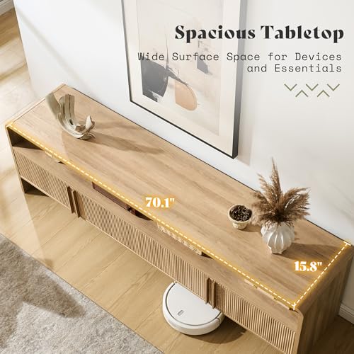 70" Fluted TV Stand with 2 Storage Cabinets for TVs Up to 80", view 5