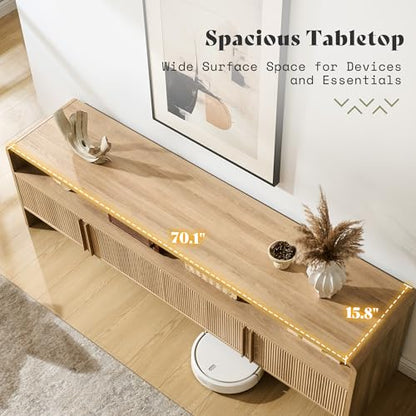 70" Fluted TV Stand with 2 Storage Cabinets for TVs Up to 80", view 5