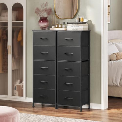Tall Dresser for Bedroom, 5 Drawer Dresser, Charcoal Black, view 6