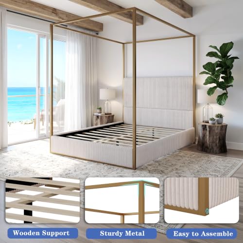 Queen Size Metal Canopy Bed Frame, view 7