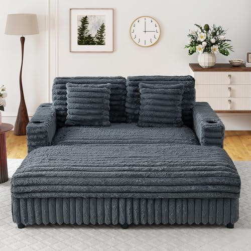 60.43'' Oversized Chaise Lounge Chair Indoor, Grey, view 5