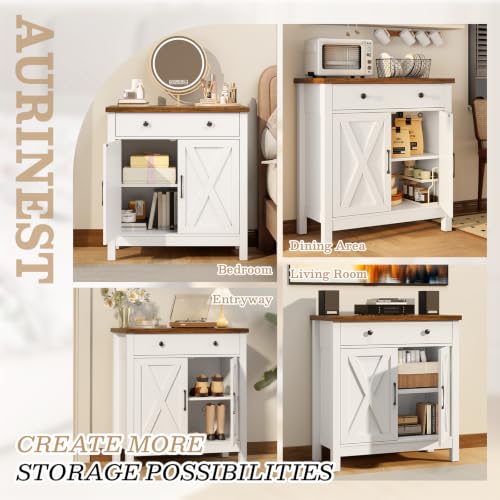 Buffet Cabinet, Small Coffee Bar Cabinet with Drawer, White, view 6