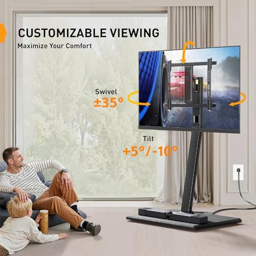 Rolling TV Stand with Power Outlet, Tilt and Swivel Mobile TV Cart with Hidden Casters, Fits 30-70 Inch TVs, Height-Adjustable, 88 lbs Load Capacity, Max VESA 400x400mm, PGTVMC20