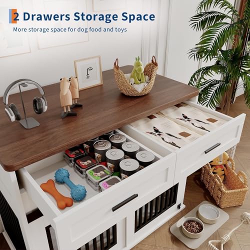 44.5'' Dog Crate Furniture with Sliding Barn Door and Storage Drawer, view 4