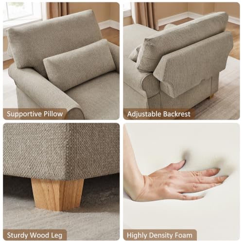 63.39" Oversized Chaise Lounge Chair with Storage, Chenille Camel, view 7