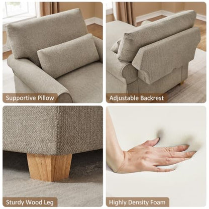63.39" Oversized Chaise Lounge Chair with Storage, Chenille Camel, view 7