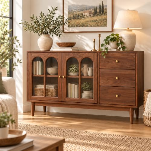 100% Solid Wood Storage Cabinet Kitchen Storage Sideboard Buffet Cabinet, view 2