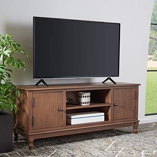SAFAVIEH Ozark TV Stand for up to 55" Flatscreen – Brown, 2 Doors with Interior Storage, 2 Open Shelves, Entertainment Media Console (MED5700C)