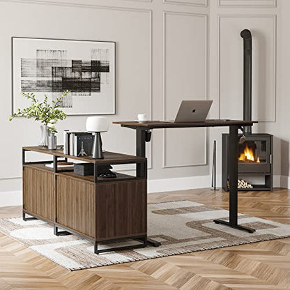 66 Inch L Shaped Standing Desk with Drawers & Shelves, view 5