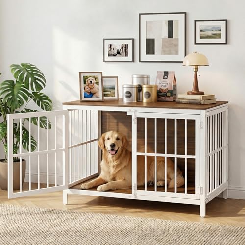 Heavy Duty Dog Crate Furniture, 39.4" Wooden Indoor Kennel with 3 Doors, view 4