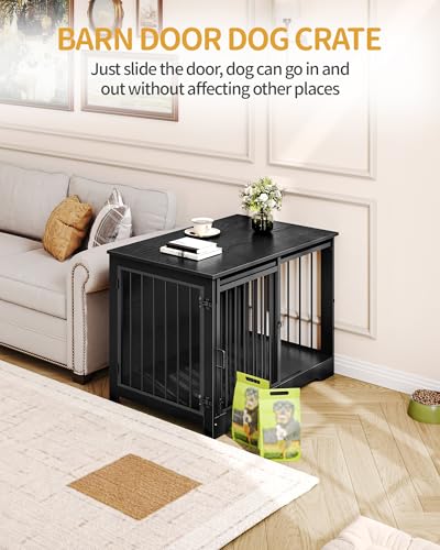 39.3" L Dog Crate Furniture Indoor Dog Kennel with Barn Door, view 7