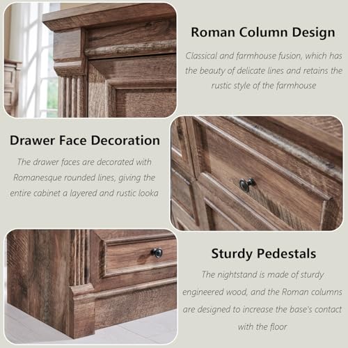Farmhouse 61" Wide 8 Drawers Dresser for Bedroom, Light Brown, view 5