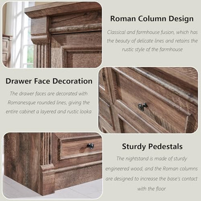Farmhouse 61" Wide 8 Drawers Dresser for Bedroom, Light Brown, view 5