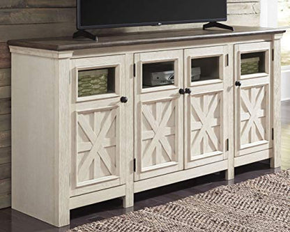 Signature Design by Ashley TV Stand, 74" Farmhouse, White/Weathered Gray, view 3
