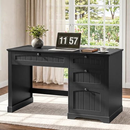 Farmhouse 47" Executive Desk with 4 Drawers, Black, view 2