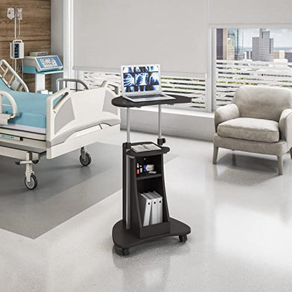 Adjustable Height Rolling Laptop Cart with Storage, Graphite, view 3