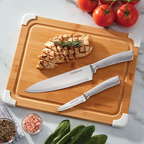 Nonslip Bamboo Cutting Board with Juice Groove, 11x14 Inch, White, view 3