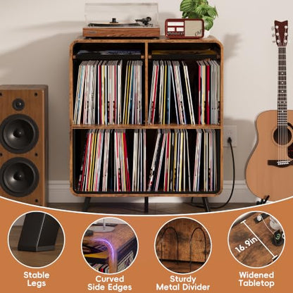Record Player Stand with Vinyl Record Storage - Record Player Cabinet Table, view 7