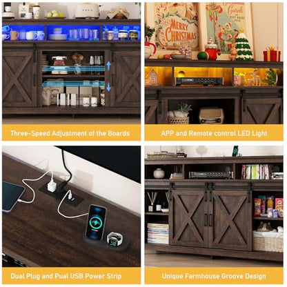 57" LED Farmhouse TV Stand for 65/60/55 Inch TVs, view 7