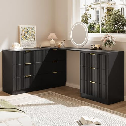 L-Shaped Rotatable 9 Drawer Dresser for Bedroom, view 2