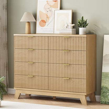 Fluted Dresser for Bedroom with 8 Drawers, view 5