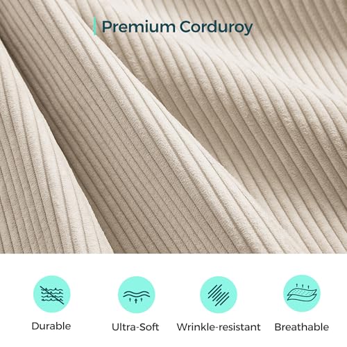 Modular Sectional Sofa, 134" Boneless Couch L Shaped 4-Seat Sofa with Movable Ottoman, Corduroy Sectional Cloud Couches for Living Room, No Assembly Required, Beige