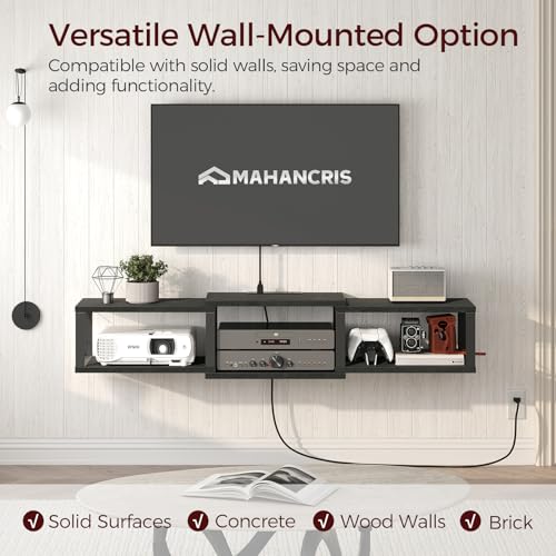 43.7” Floating TV Stand with Power Outlet, Wall-Mounted Entertainment Center, view 5