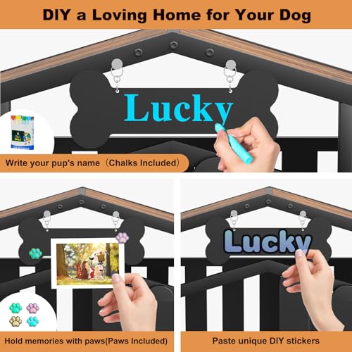 48" Dog Crate on Lockable Wheels, Large Dogs Cage with Name Tag, view 4