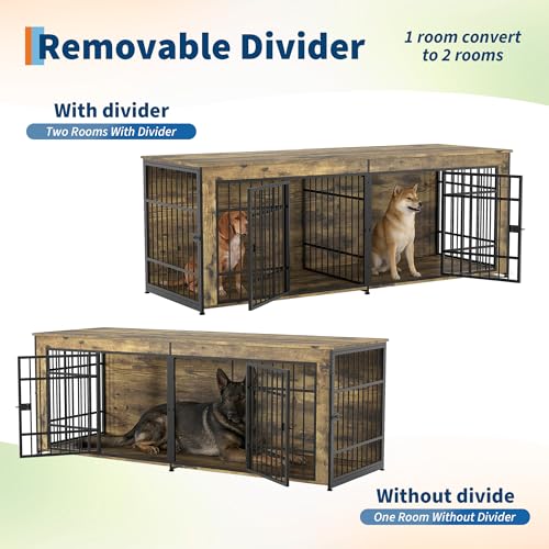 78.7" Heavy Duty Dog Crate Furniture, Dog Cage Furniture with Divider, view 6