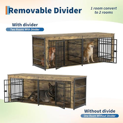 78.7" Heavy Duty Dog Crate Furniture, Dog Cage Furniture with Divider, view 6