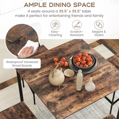 5-Piece Dining Table Set W/Counter Height Table & 4 Bar Stools, view 7
