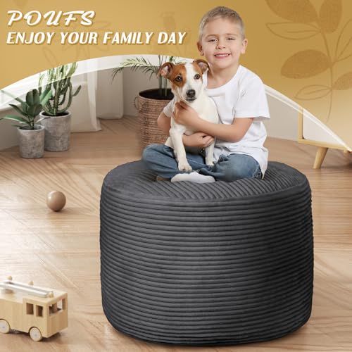 Round Ottoman Foot Rest Pouf for Living Room Couch - Soft Plush Hassock, view 8