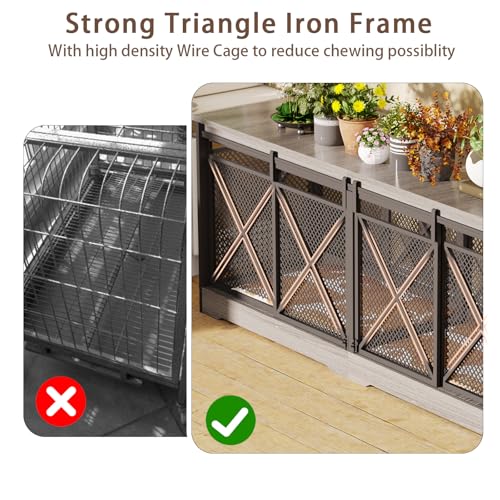 78" Double Dog Crate with Divider, Gray, view 5