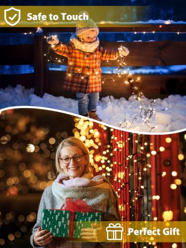 Solar String Lights Outdoor 2 Pack 200 LED 66FT Christmas Lights Warm White, view 7