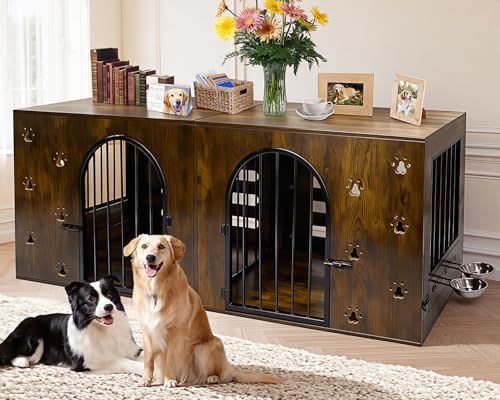 63" Dog Crate Furniture for 1 or 2 Dogs, view 2