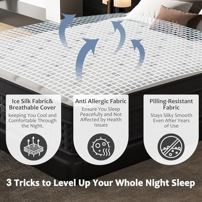 Queen Size Mattress, 12 Inch Queen Mattress in a Box, Cooling Matress with Memory Foam & Individual Pocket Springs for Pressure Relief & Spinal Alignment, Zoned Back Support & Motion Isolation