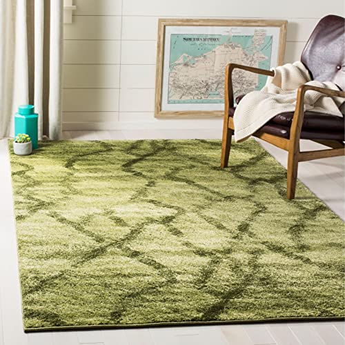SAFAVIEH Retro Collection Area Rug - 6' Square, Blue & Dark Blue, Modern Abstract Design, Non-Shedding & Easy Care, Ideal for High Traffic Areas in Living Room, Bedroom (RET2144-6570)