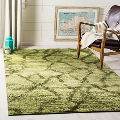SAFAVIEH Retro Collection Area Rug - 6' Square, Blue & Dark Blue, Modern Abstract Design, Non-Shedding & Easy Care, Ideal for High Traffic Areas in Living Room, Bedroom (RET2144-6570)